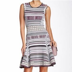 Diane Von Furstenburg Eleanor Printed Knit Dress
 - Black, White, Purple